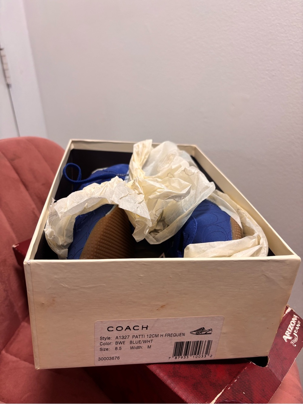 Coach Women's Royal Blue Lace-Up Signature Sneakers - Picture 2 of 4